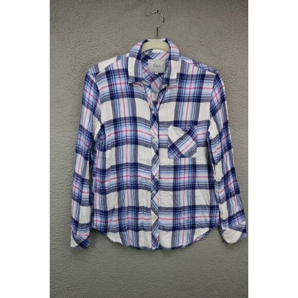 Rails Long Sleeve Blue Plaid Button Up Top-Size XS - Picture 1 of 10